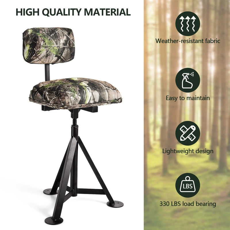 Swivel Hunting Chair Tripod Blind Stool with Detachable Backrest by DirectDeals
