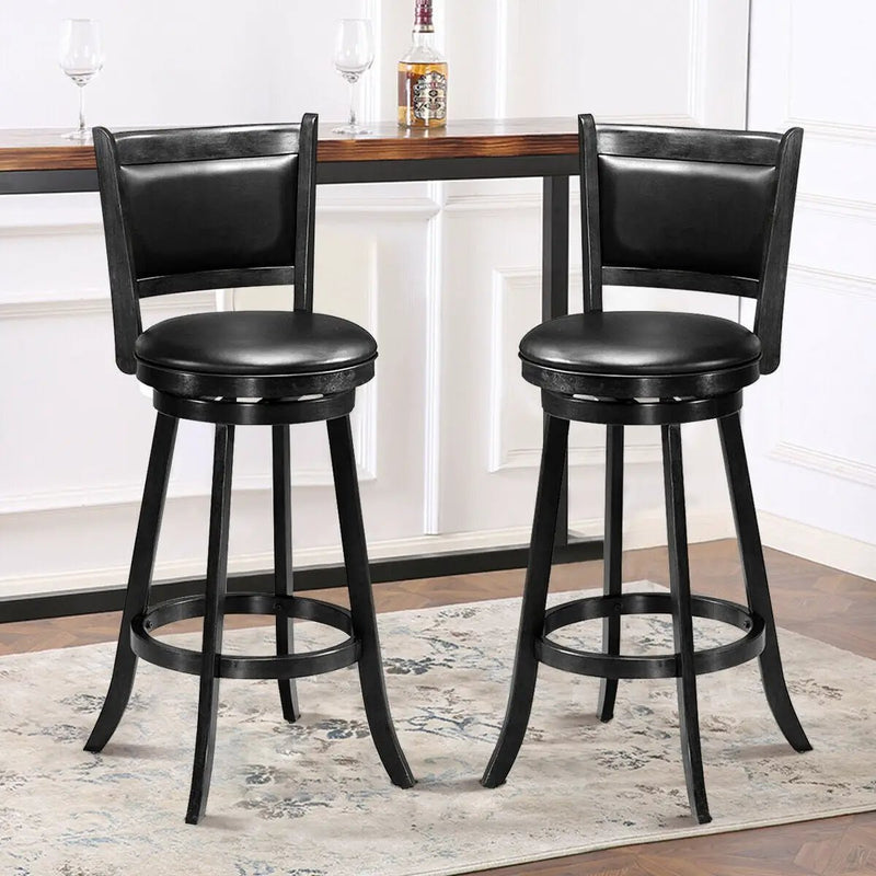 Set of 2 29 Inch Swivel Bar Height Stool Wood Dining Chair Barstool by DirectDeals
