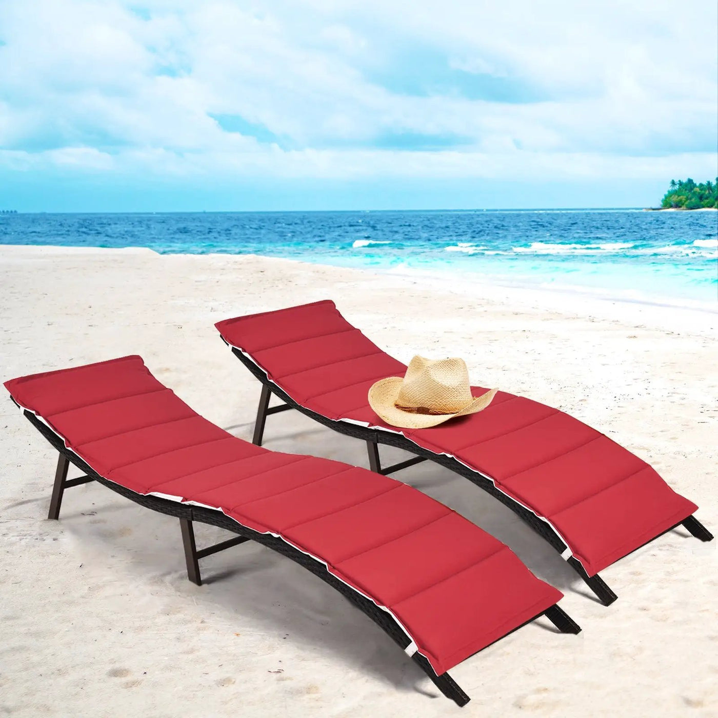 2Pcs Folding Patio Lounger Chair by DirectDeals