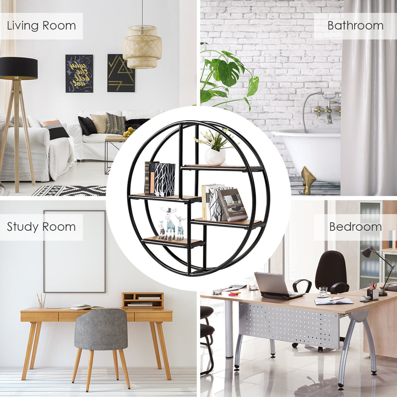 Hanging Storage Shelf Circular Wall-Mounted 4-Tier Rack by DirectDeals