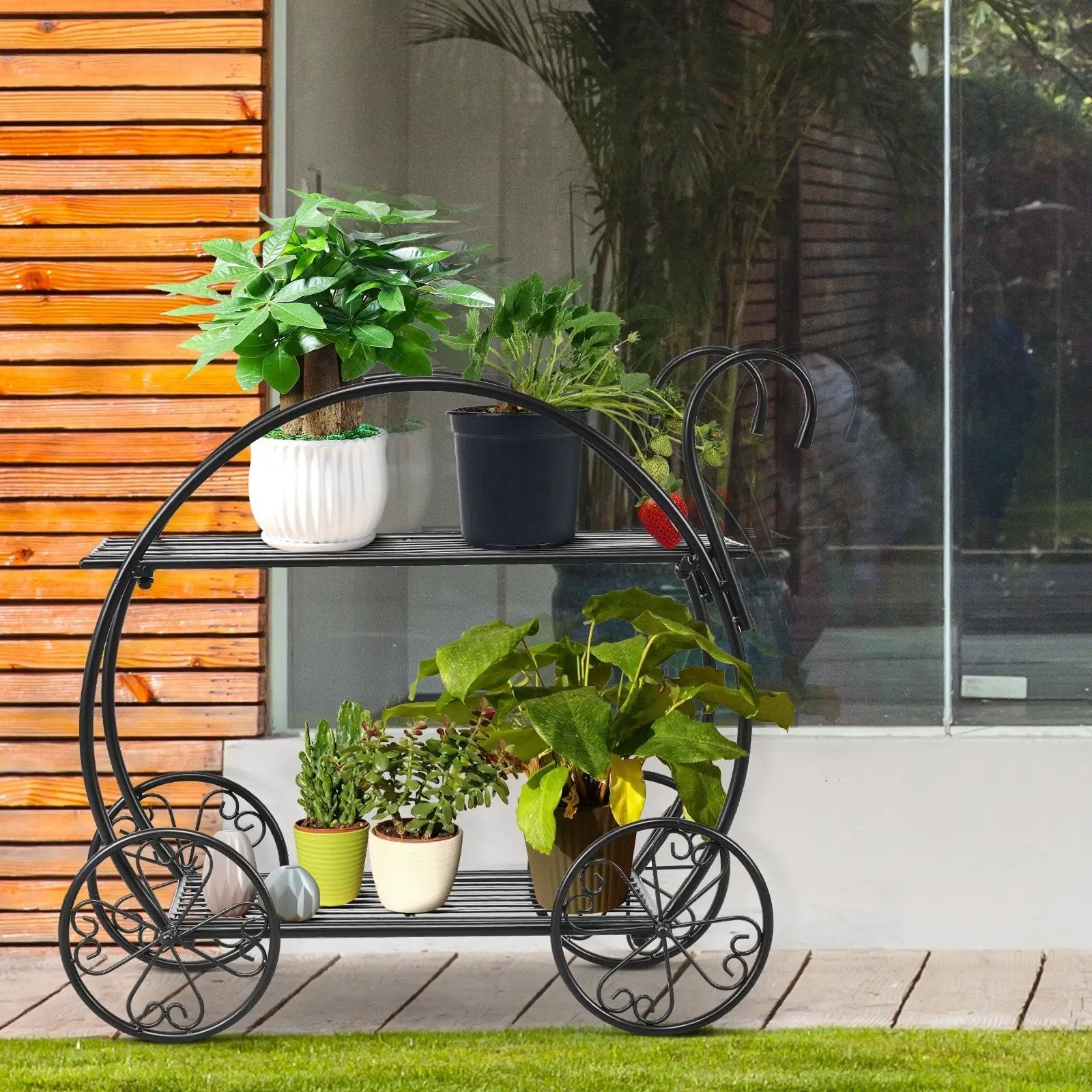 Heavy Duty Metal Flower Cart Plant Stand by DirectDeals