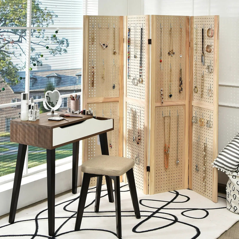 4-Panel Pegboard Display 5 Feet Tall Folding Privacy Screen for Craft Display Organized by DirectDeals