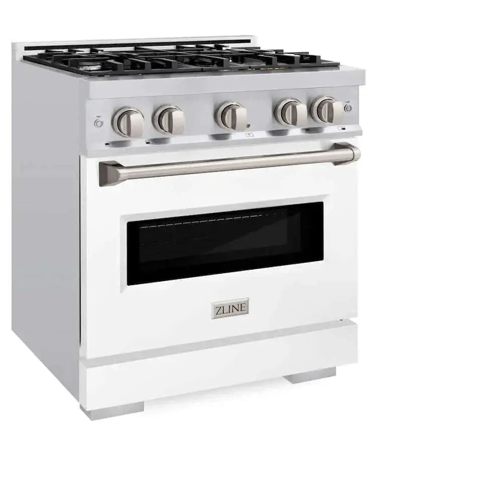 ZLINE 30"Classic Gas Range, Convection Gas Oven, Stainless Steel, White Matte Door CGR-WM-30 by Farmhouse Kitchen and Bath