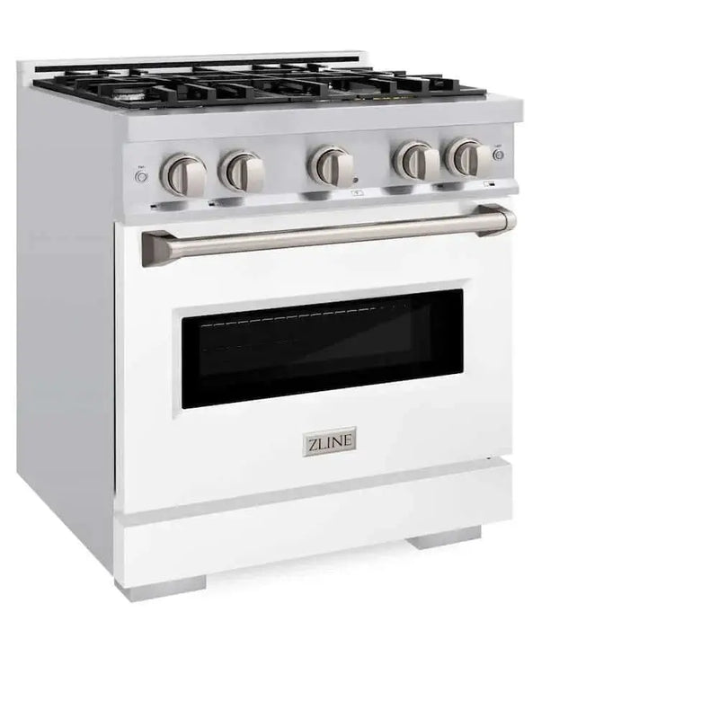 ZLINE 30"Classic Gas Range, Convection Gas Oven, Stainless Steel, White Matte Door CGR-WM-30 by Farmhouse Kitchen and Bath