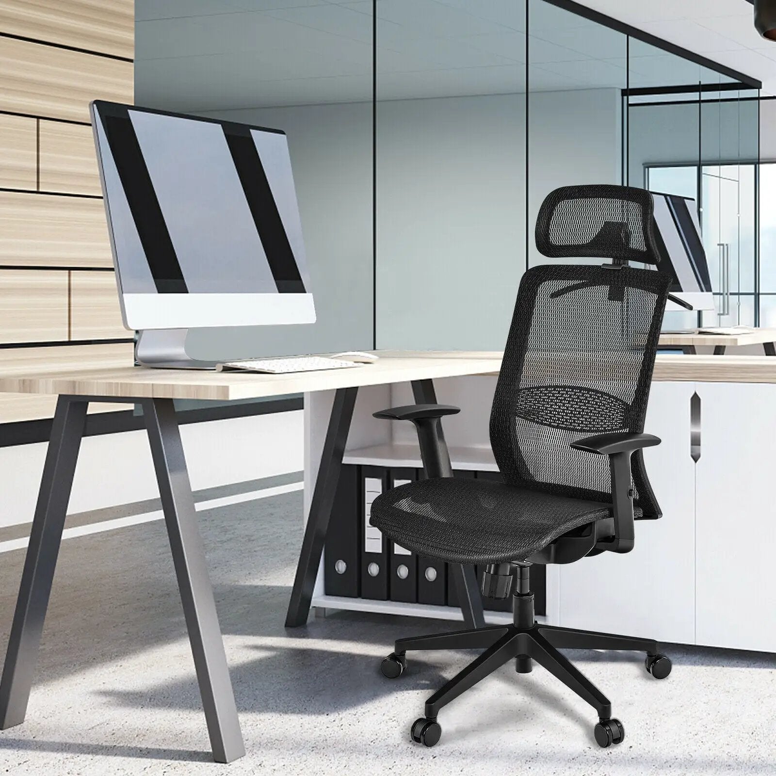 Height Adjustable Ergonomic High Back Mesh Office Chair with Hange by DirectDeals