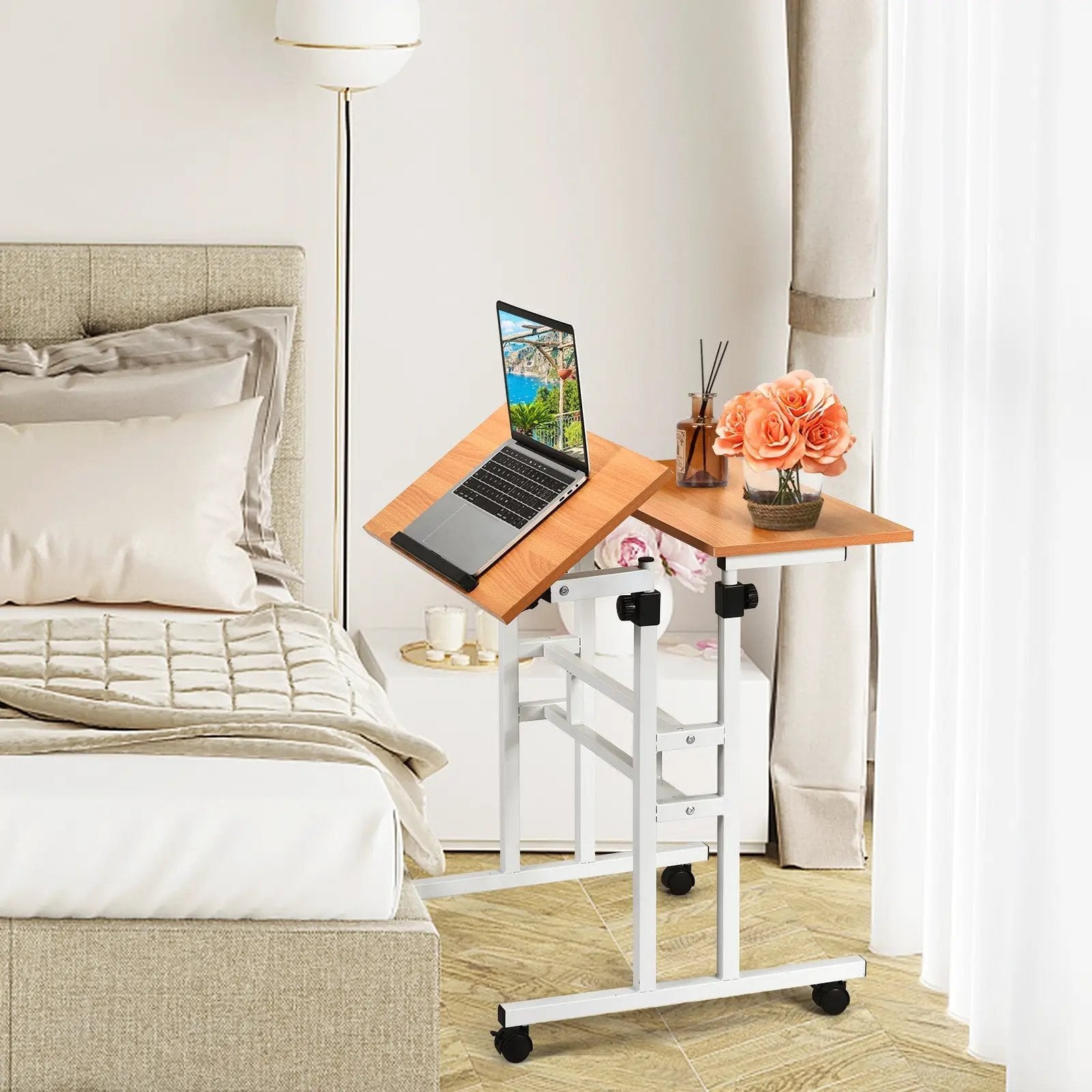 2 in 1 Height Adjustable Sit Standing Computer Desk by DirectDeals