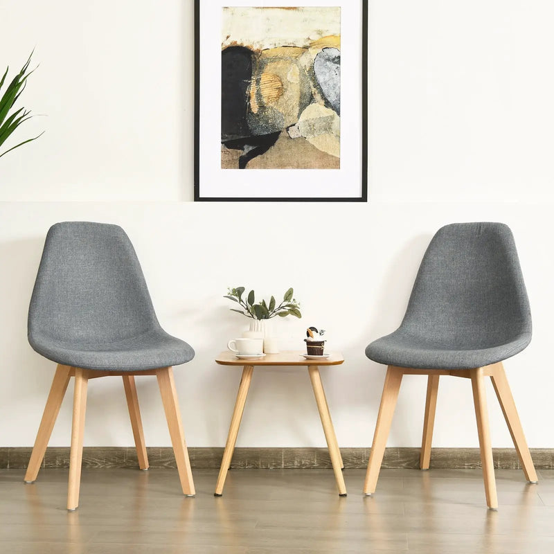 2 Pieces Modern Dining Chair Set with Wood Legs and Fabric Cushion Seat by DirectDeals