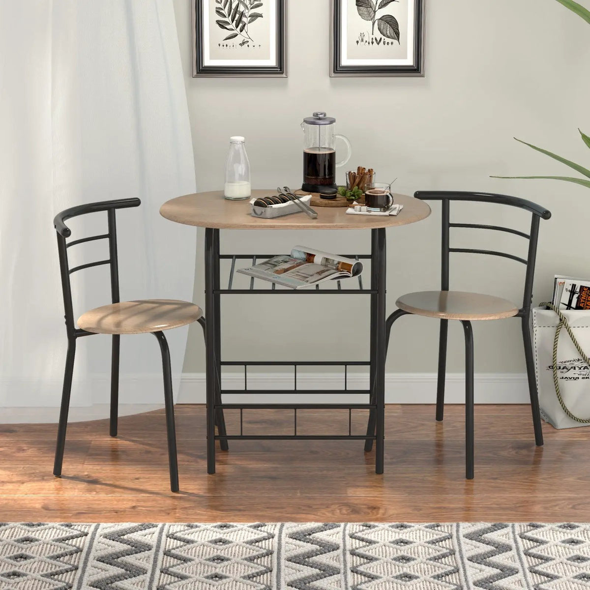 3 pcs Home Kitchen Bistro Pub Dining Table 2 Chairs Set by DirectDeals
