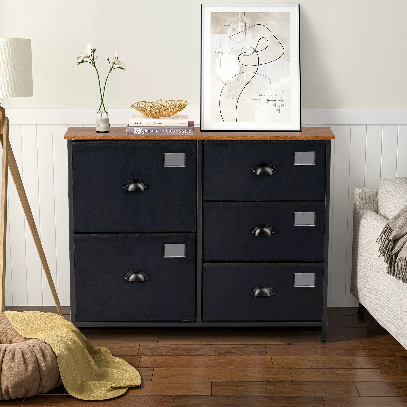 5-Drawer Storage Dresser for Bedroom Closet Entryway-Black by DirectDeals