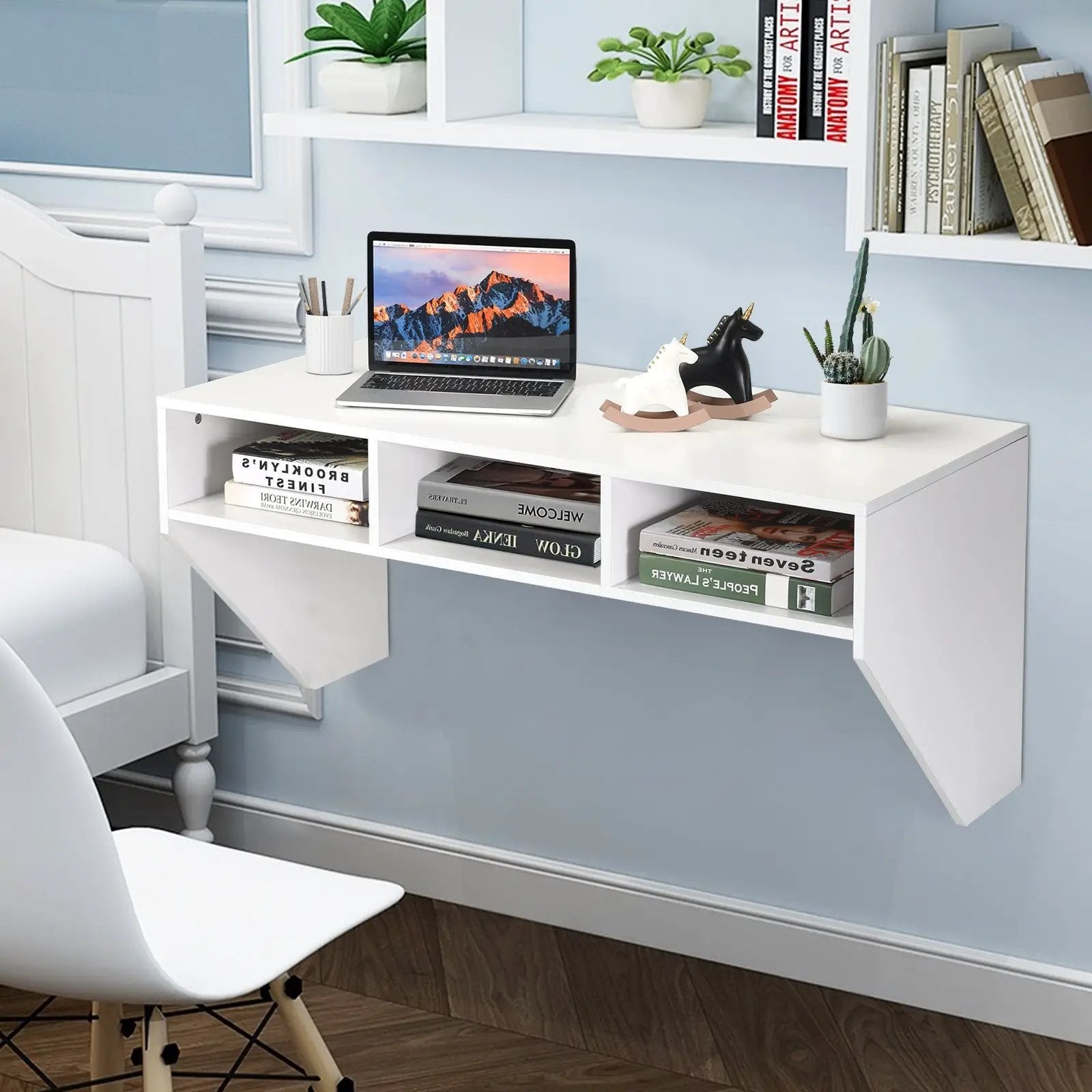 Wall Mounted Floating Computer Table Desk Storage Shelf-White by DirectDeals