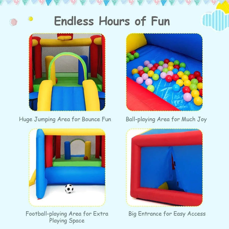 7-in-1 Kids Inflatable Bounce House with Ocean Balls and 480W Blower by DirectDeals