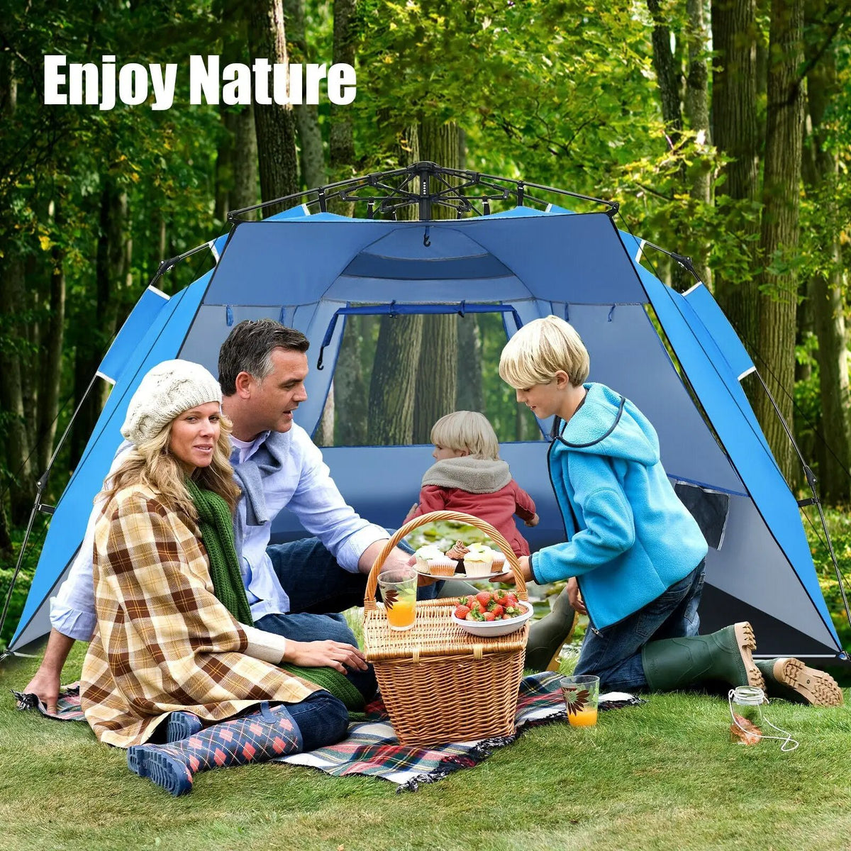 3-4 Person Easy Pop Up Beach Tent UPF 50+ Portable Sun Shelter by DirectDeals