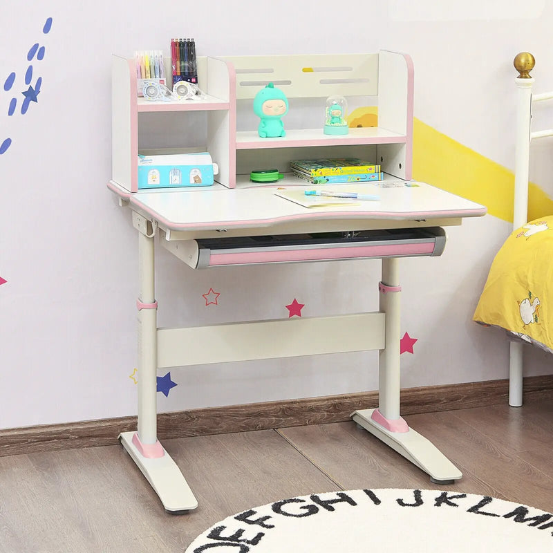 Kids Multifunctional Writing Desk with Tilt Desktop and Book Shelf by DirectDeals
