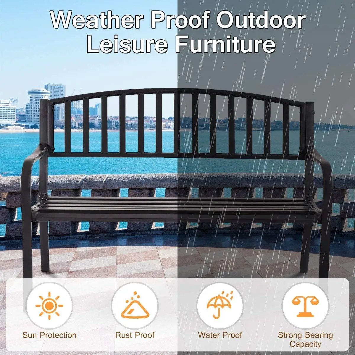 50 Inch Patio Garden Bench Loveseats for Outdoor by DirectDeals