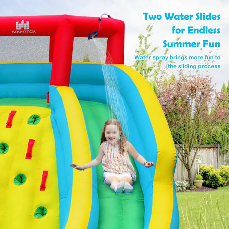 Inflatable Water Park Bounce House with Double Slide and Climbing Wall with 735W Blower by DirectDeals