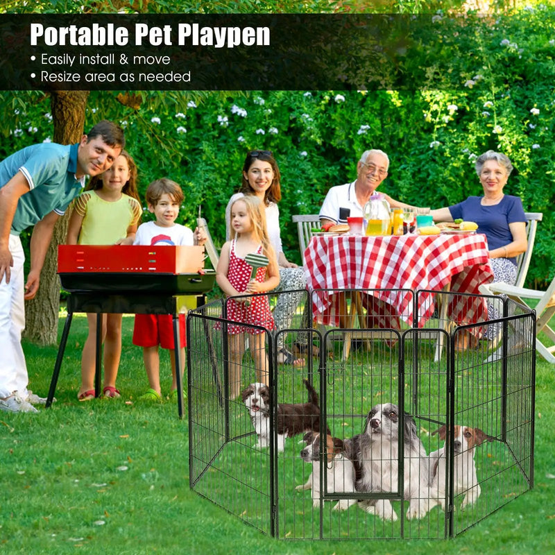 8 Metal Panel Heavy Duty Pet Playpen Dog Fence with Door by DirectDeals