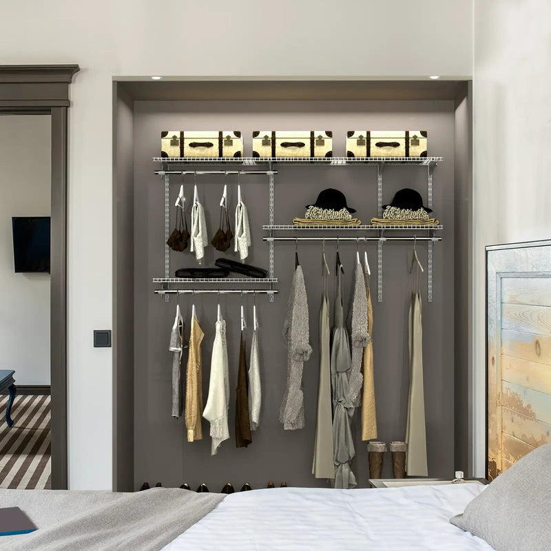 Custom Closet Organizer Kit 3 to 5 Feet Wall-Mounted Closet System with Hang Rod by DirectDeals