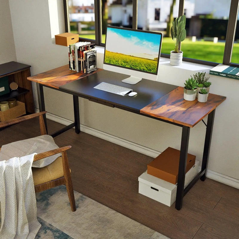 63 Inch Modern Splice Computer Desk with Heavy Duty Steel Frame by DirectDeals