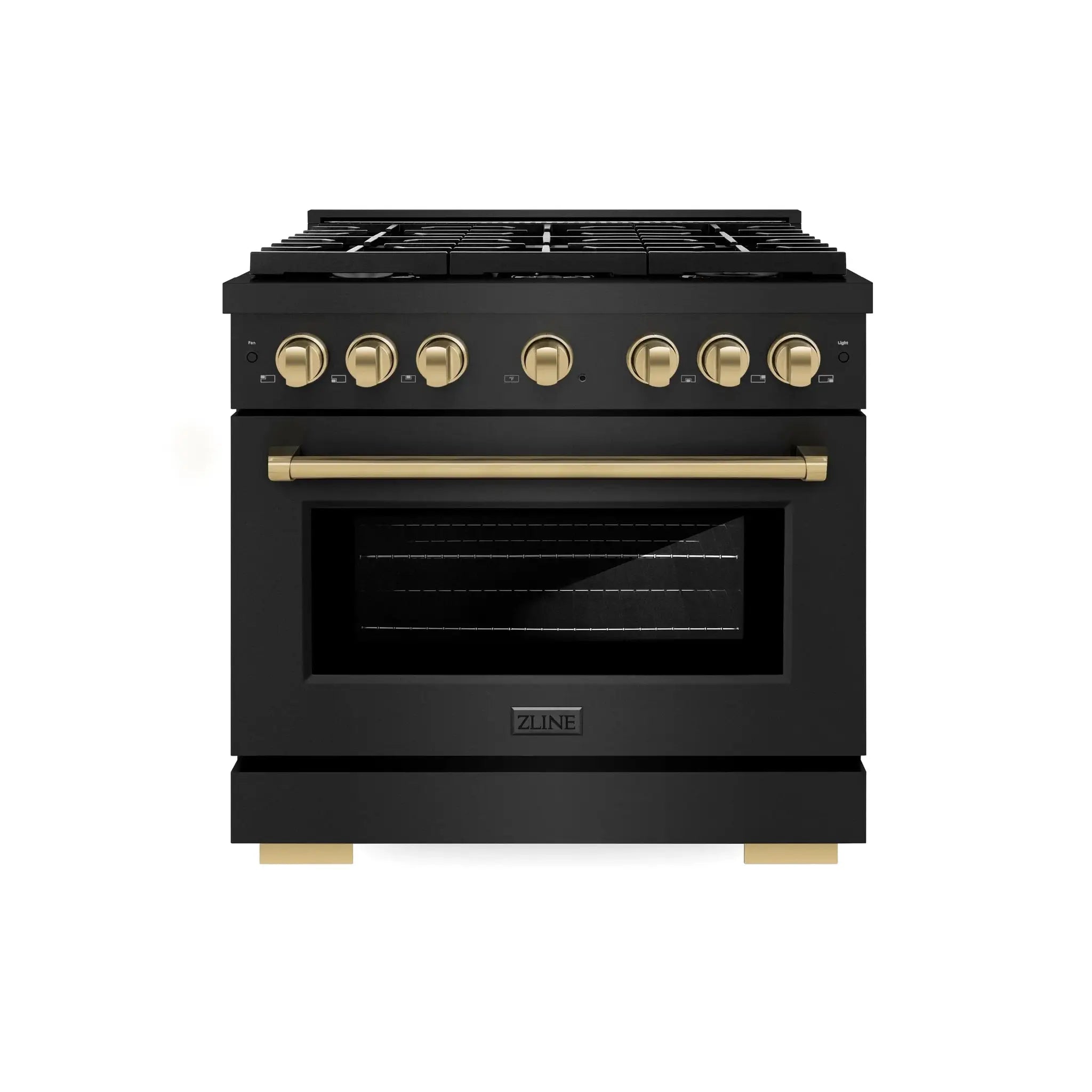 ZLINE 36"Paramount Dual Fuel Range Black Stainless Steel, Champagne Bronze SDRBZ-36-CB by Farmhouse Kitchen and Bath