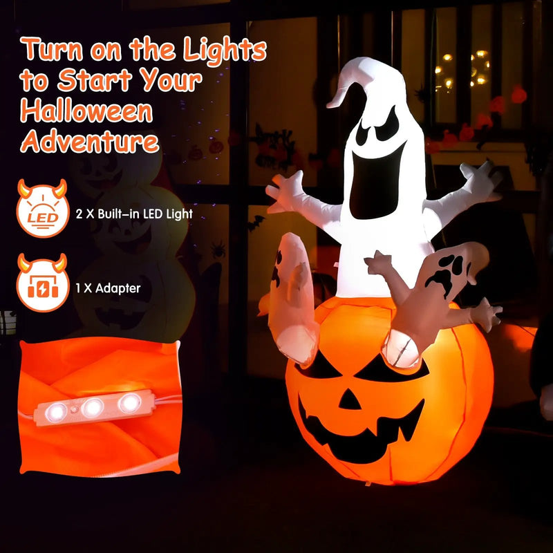 6 Feet Pumpkin-Halloween Blow Up Yard Decorations with Build-in LED Light by DirectDeals
