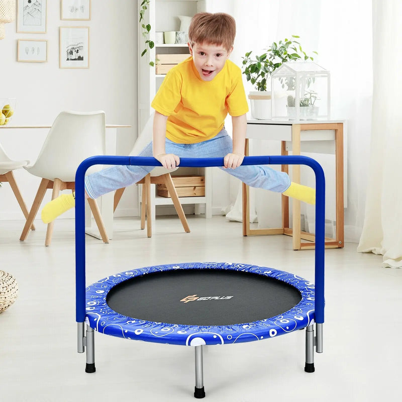 36 Inch Kids Trampoline Mini Rebounder with Full Covered Handrail by DirectDeals