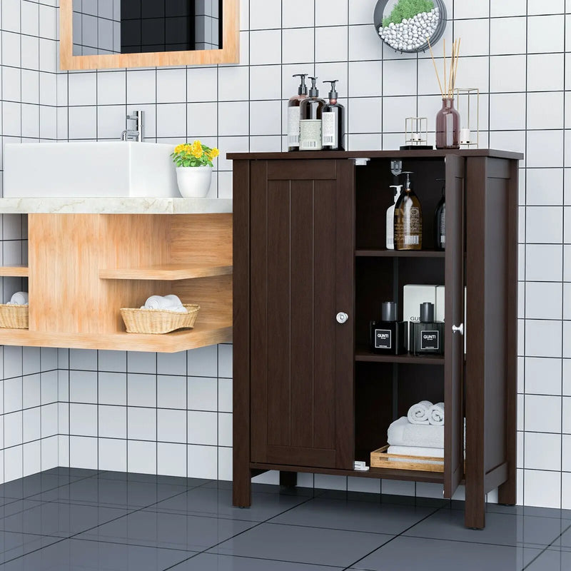 2-Door Bathroom Floor Storage Cabinet Space Saver Organizer by DirectDeals