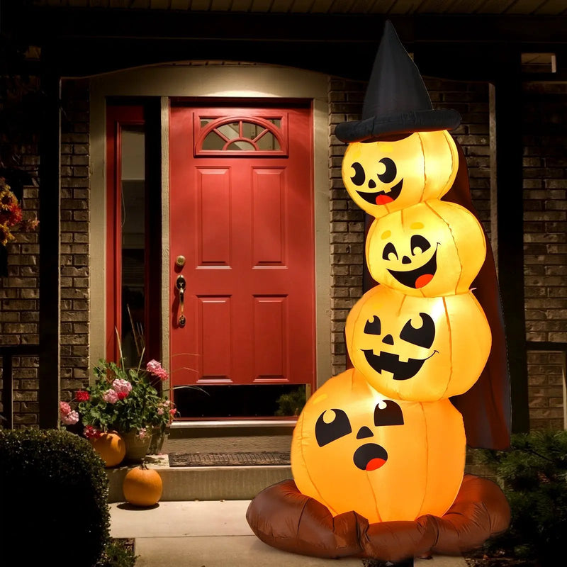 7 Feet Halloween Inflatable Pumpkin Combo with Witch's Hat and LED Lights by DirectDeals