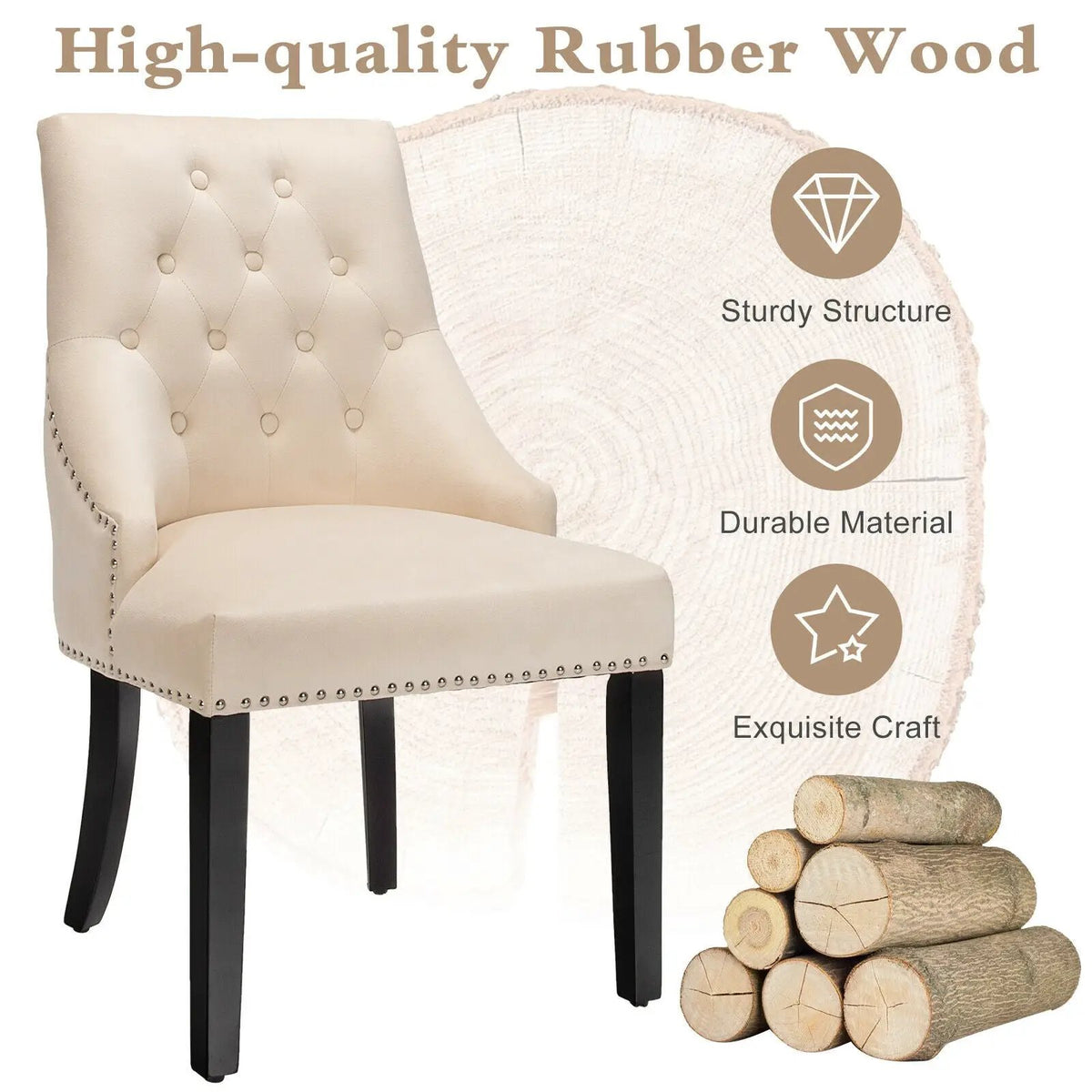Modern Upholstered Button-Tufted Dining Chair with Naild Trim by DirectDeals