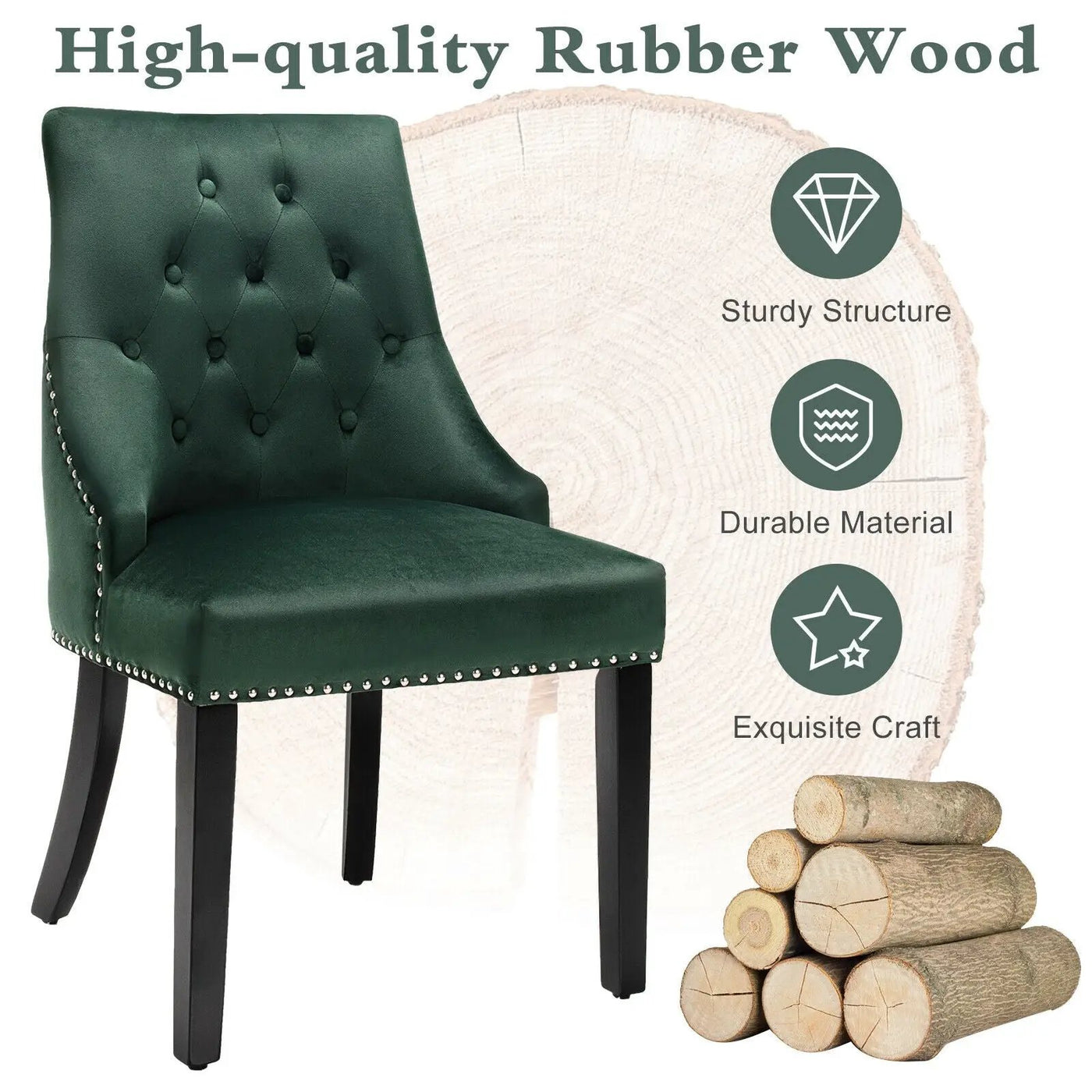 Modern Upholstered Button-Tufted Dining Chair with Naild Trim by DirectDeals