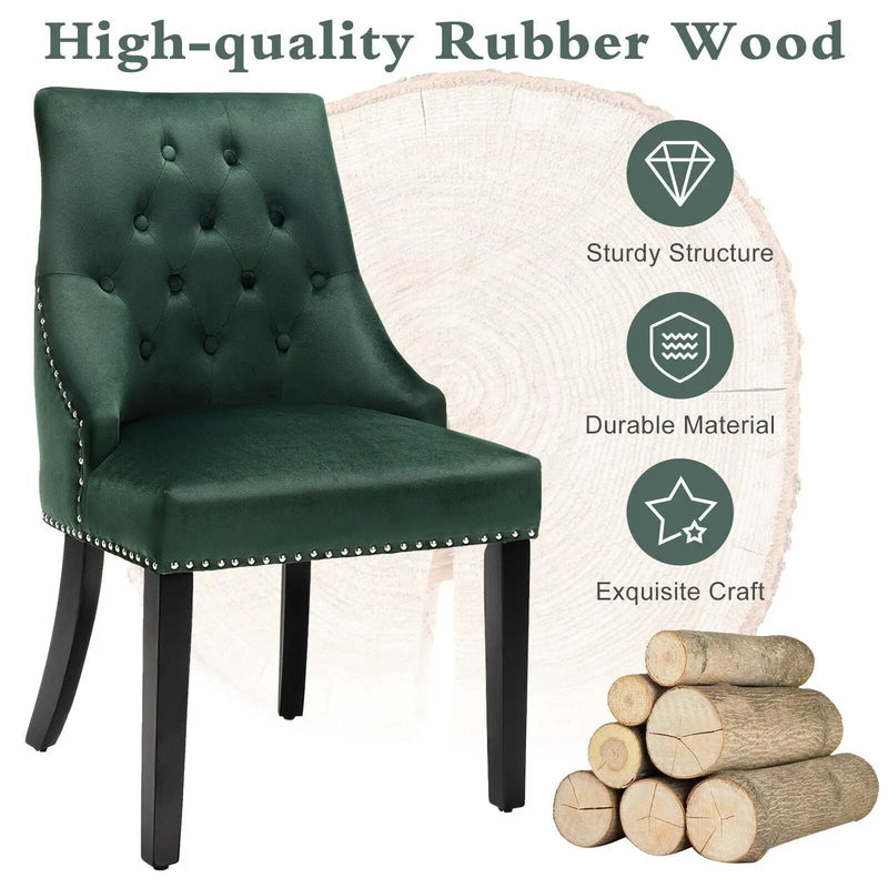 Modern Upholstered Button-Tufted Dining Chair with Naild Trim by DirectDeals
