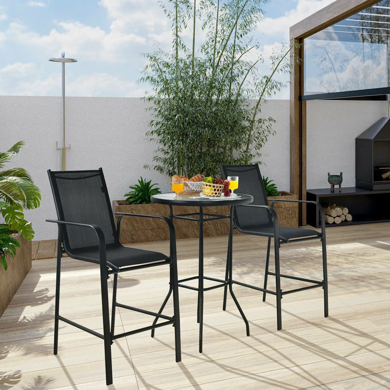 3 Pieces Outdoor Patio Bar Table Stool Set by DirectDeals