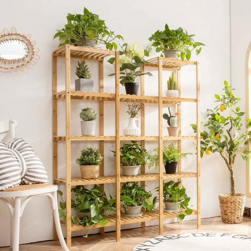 Multifunctional Bamboo Shelf Flower Plant Display Stand by DirectDeals