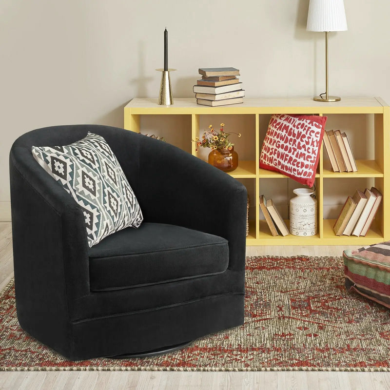 Assembly Accent Chair with 360-Degree Swivel Metal Base for Living Room by DirectDeals
