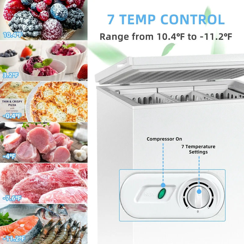 5.2 Cu.ft Chest Freezer Upright Single Door Refrigerator with 3 Baskets-White by DirectDeals