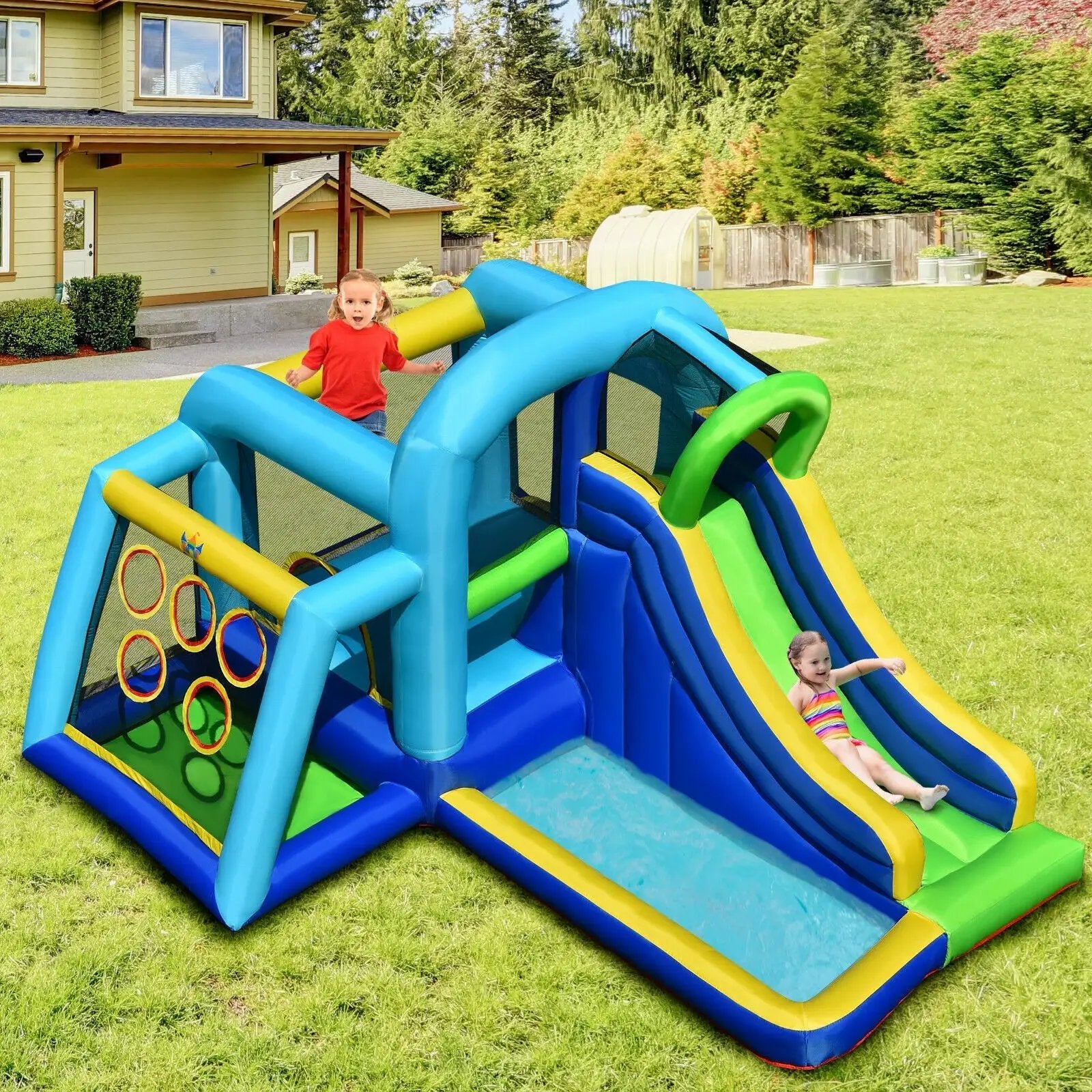 5-in-1 Kids Inflatable Climbing Bounce House without Blower by DirectDeals