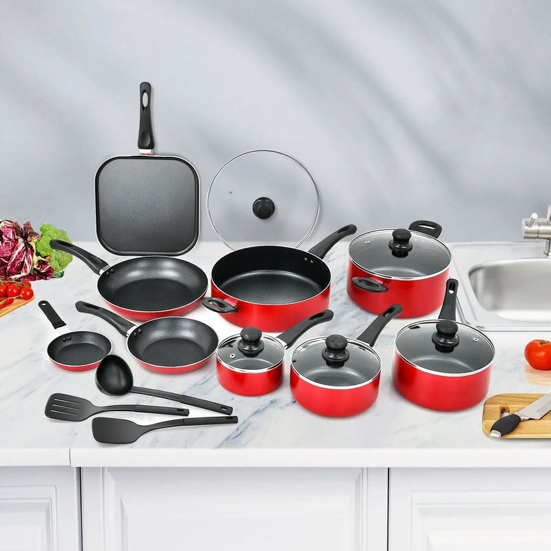 17 Pieces Hard Anodized Nonstick Cookware Pots and Pans Set by DirectDeals