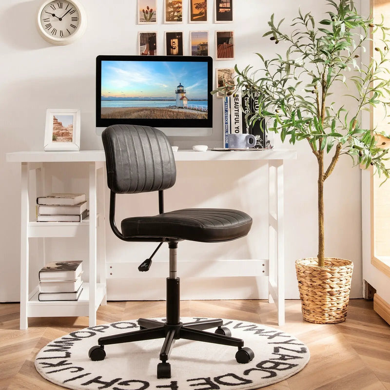 PU Leather Adjustable Office Chair Swivel Task Chair with Backrest by DirectDeals