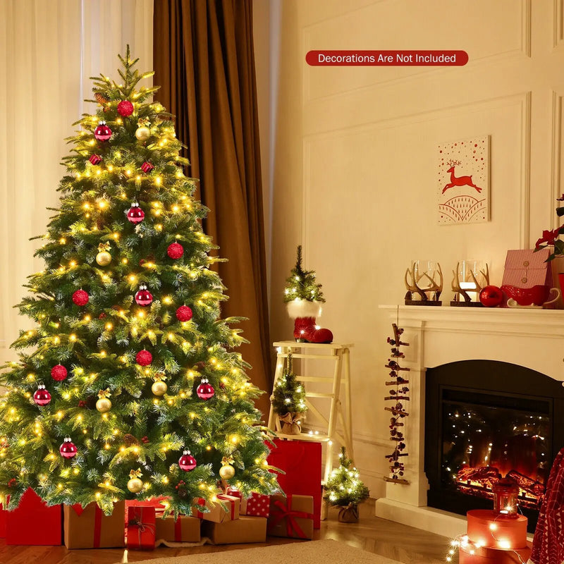 Pre-Lit Snowy Christmas Hinged Tree with Multi-Color Lights by DirectDeals
