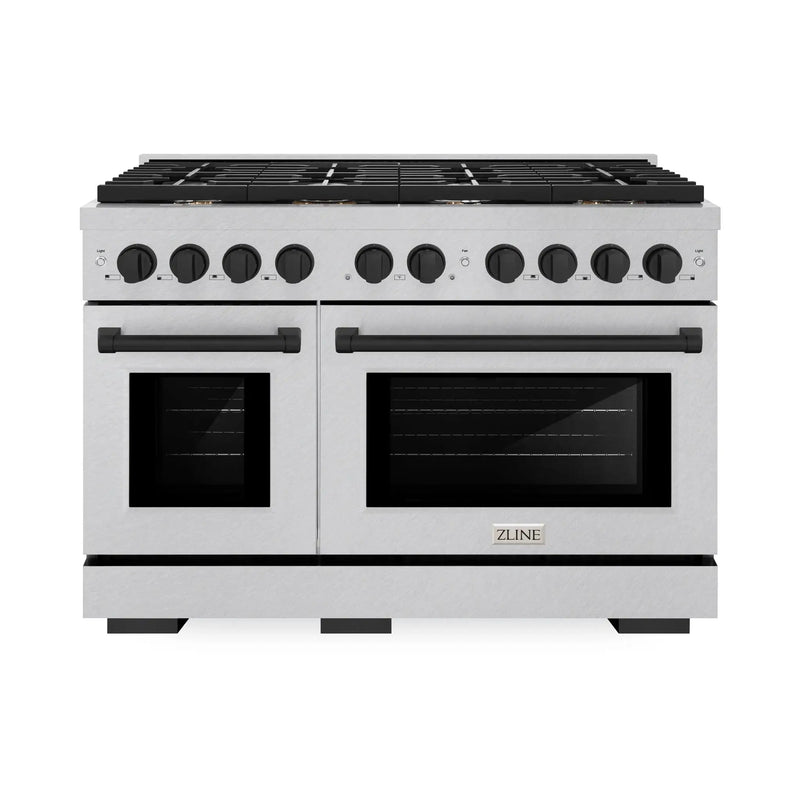 ZLINE 48"Paramount Dual Fuel Range DuraSnow® Matte Black SDRSZ-48-MB by Farmhouse Kitchen and Bath