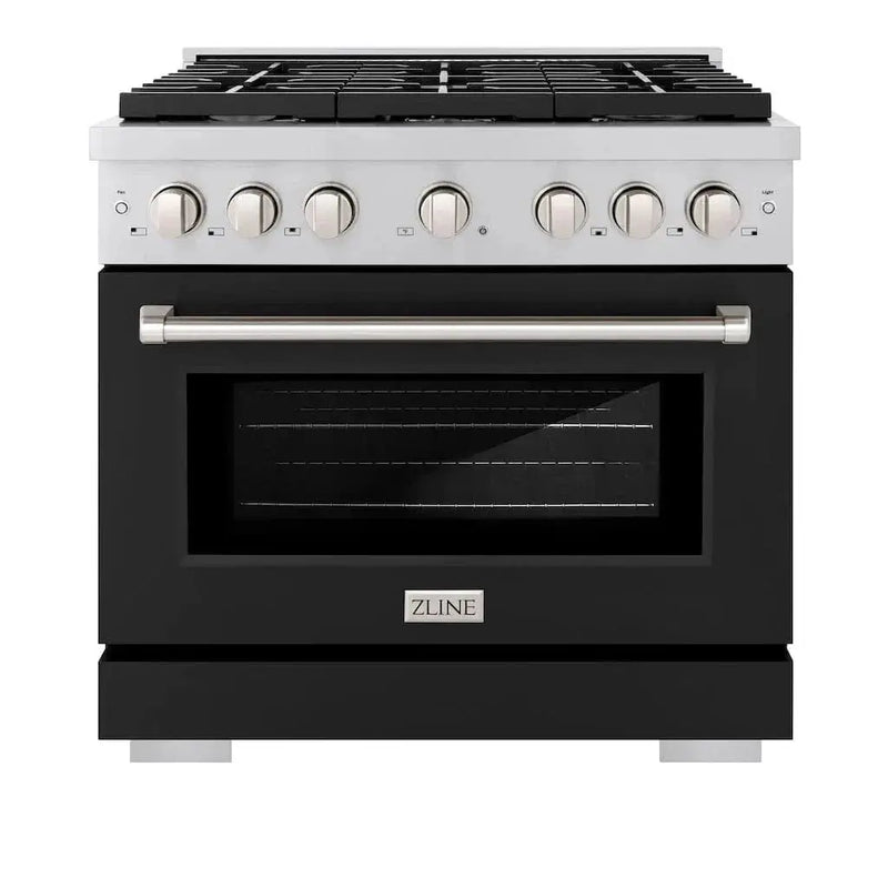 ZLINE 36" Gas Range, Convection Gas Oven, Stainless Steel,Matte Black SGR-BLM-36 by Farmhouse Kitchen and Bath