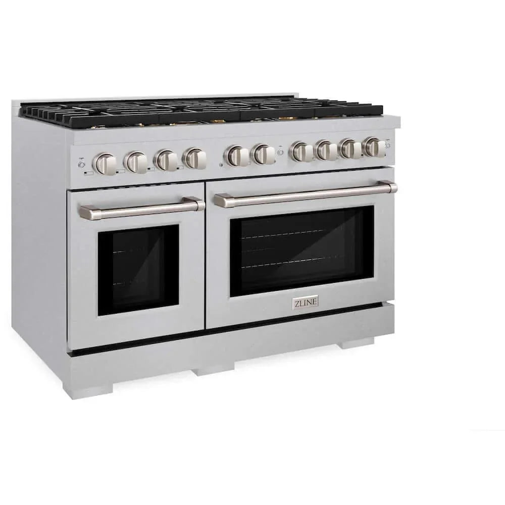 ZLINE 48"Gas Range, Convection Gas Oven , DuraSnow® Brass Burners, SGRS-BR-48 by Farmhouse Kitchen and Bath