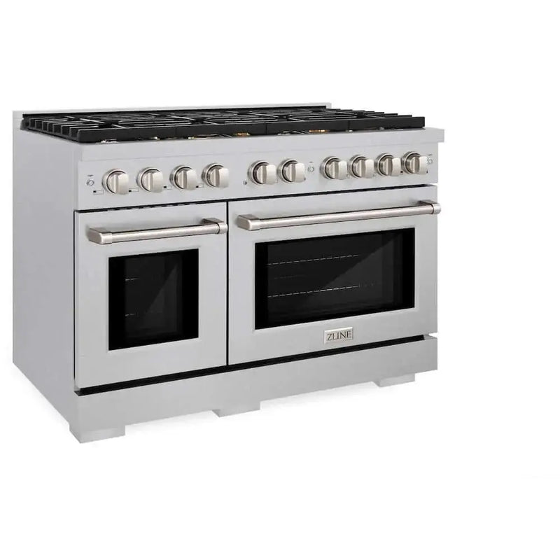 ZLINE 48"Gas Range, Convection Gas Oven , DuraSnow® Brass Burners, SGRS-BR-48 by Farmhouse Kitchen and Bath