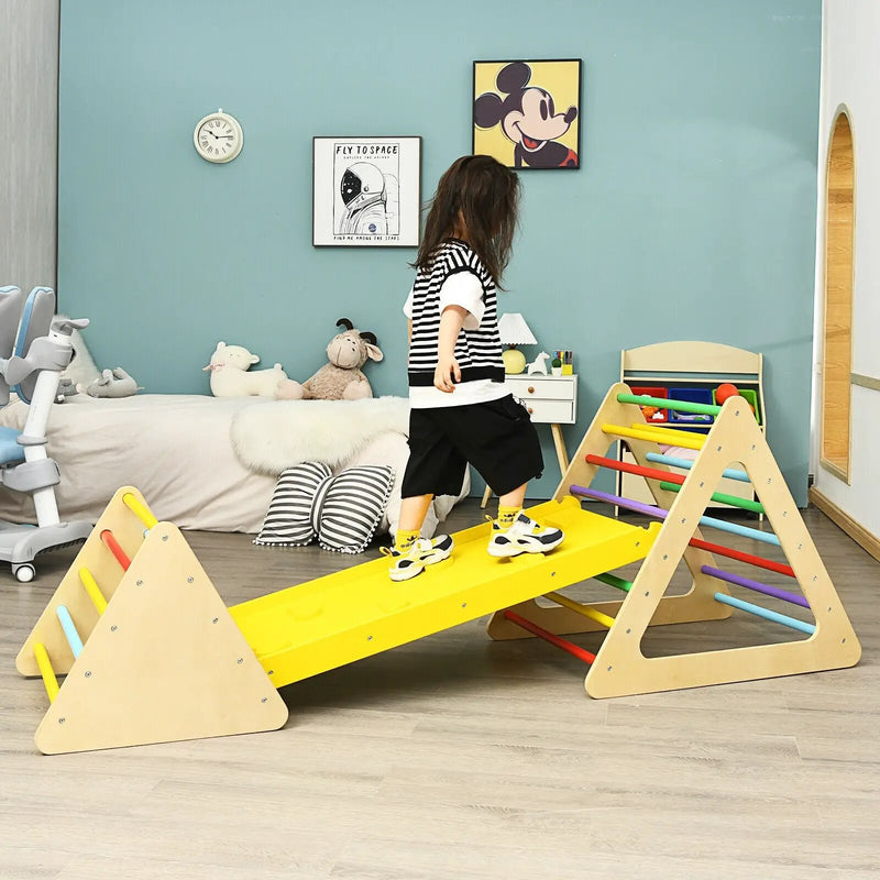 3 in 1 Wooden Set of 2 Triangle Climber with Ramp for Slid by DirectDeals
