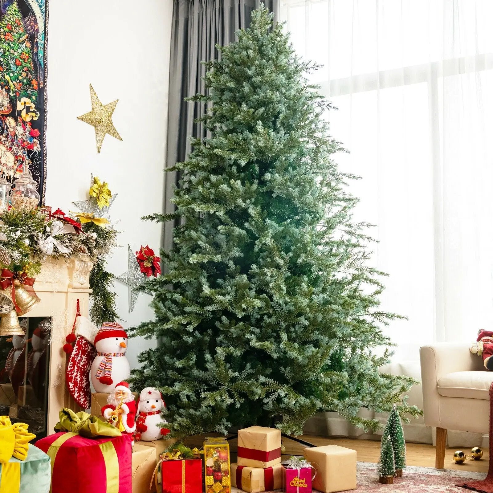 8 Feet Hinged Artificial Christmas Spruce Tree with Mixed PE and PVC Tips by DirectDeals