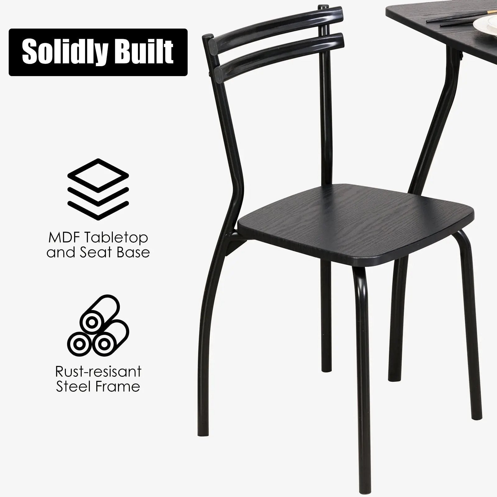 5 Pieces Dining Table Set with 4 Chairs and Backrests by DirectDeals