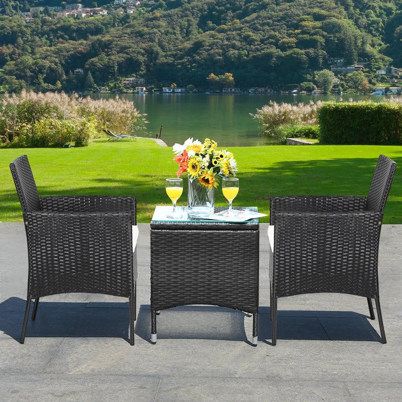2 Pieces Patio Wicker Chairs with Cozy Seat Cushions by DirectDeals