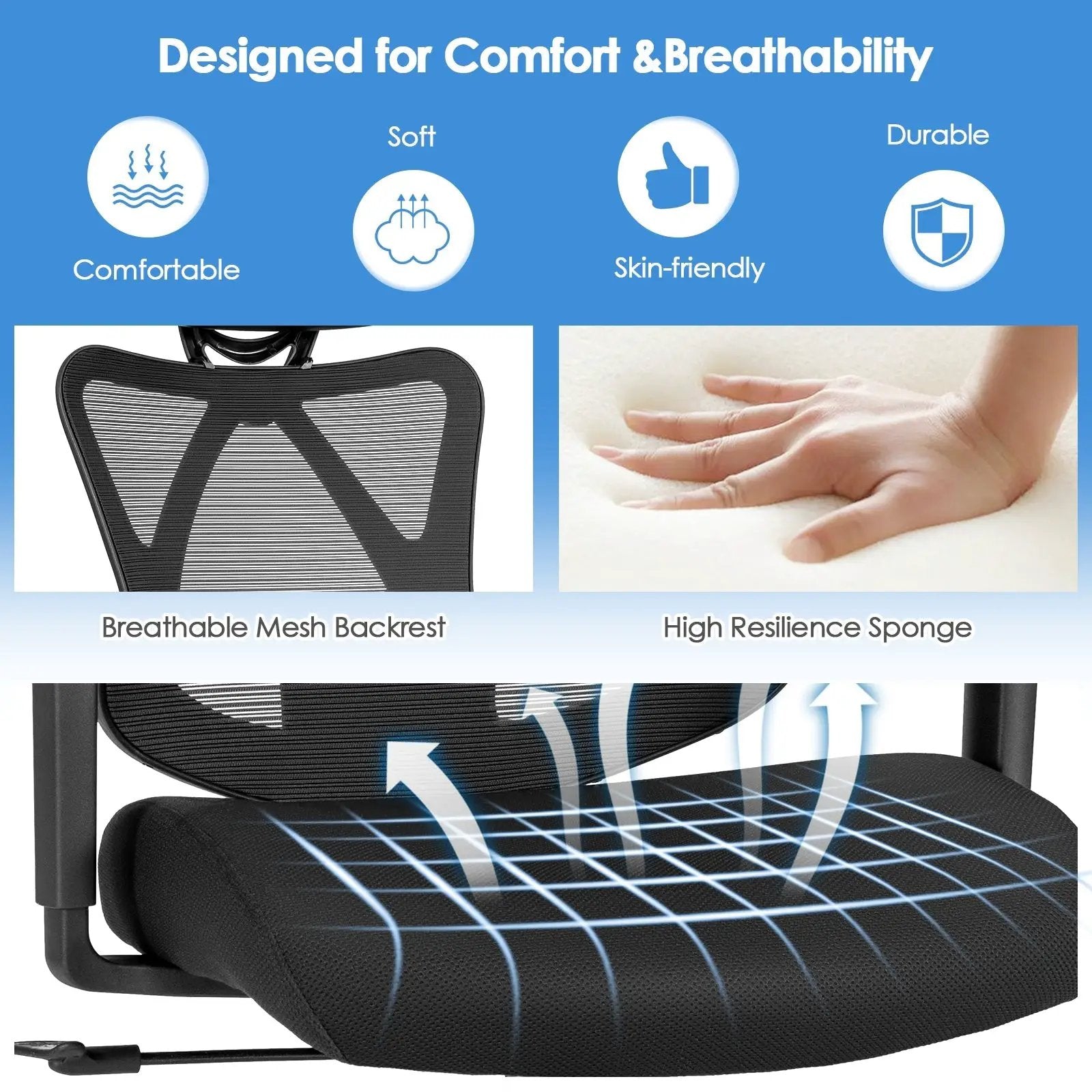 High Back Mesh Executive Chair with Adjustable Lumbar Support by DirectDeals