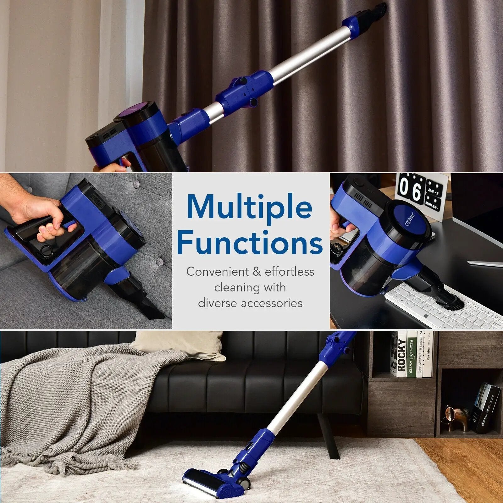 3-in-1 Handheld Cordless Stick Vacuum Cleaner with 6-cell Lithium Battery by DirectDeals