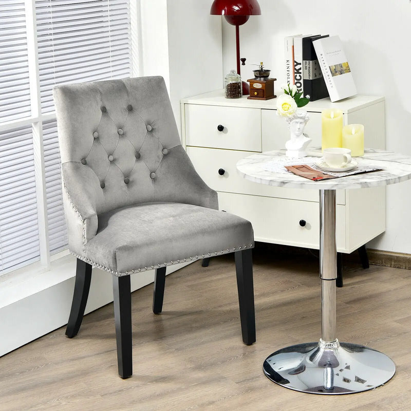 Modern Upholstered Button-Tufted Dining Chair with Naild Trim by DirectDeals