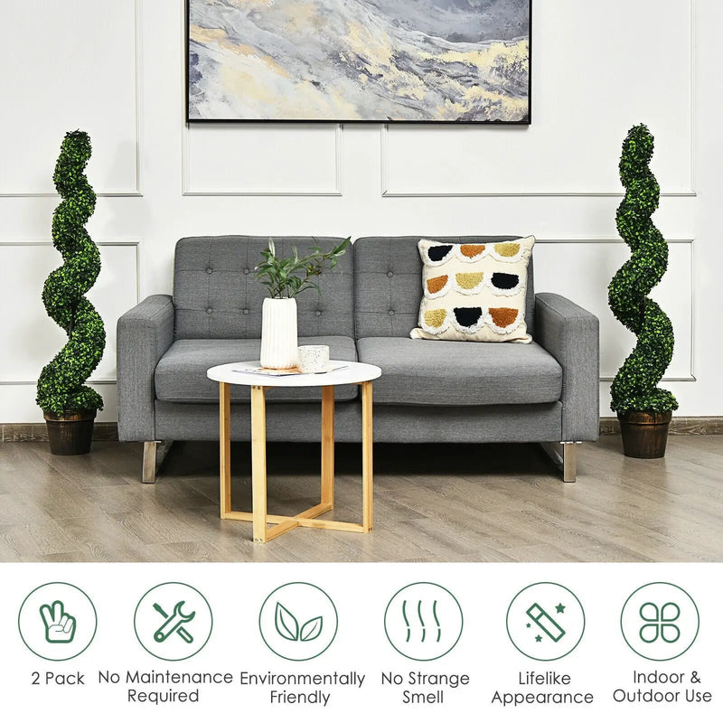 2 Pack 4 Feet Artificial Spiral Boxwood Topiary Indoor Outdoor Decor by DirectDeals